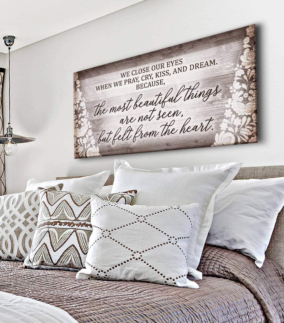 Bedroom Wall Art: We Close Our Eyes (Wood Frame Ready To Hang) - Sense for Decor