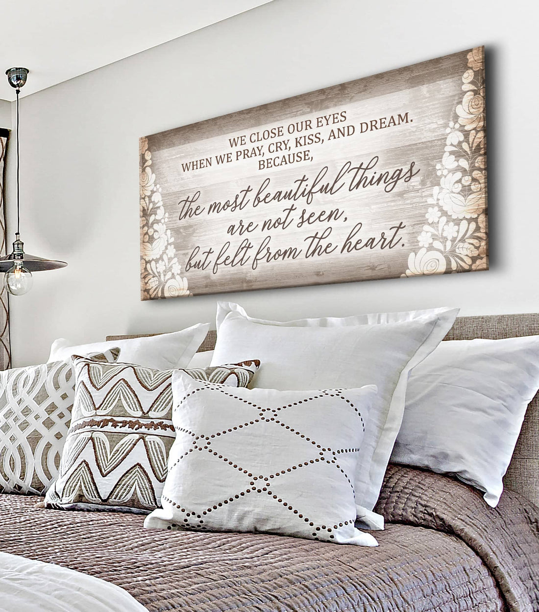 Bedroom Wall Art: We Close Our Eyes (Wood Frame Ready To Hang) - Sense for Decor