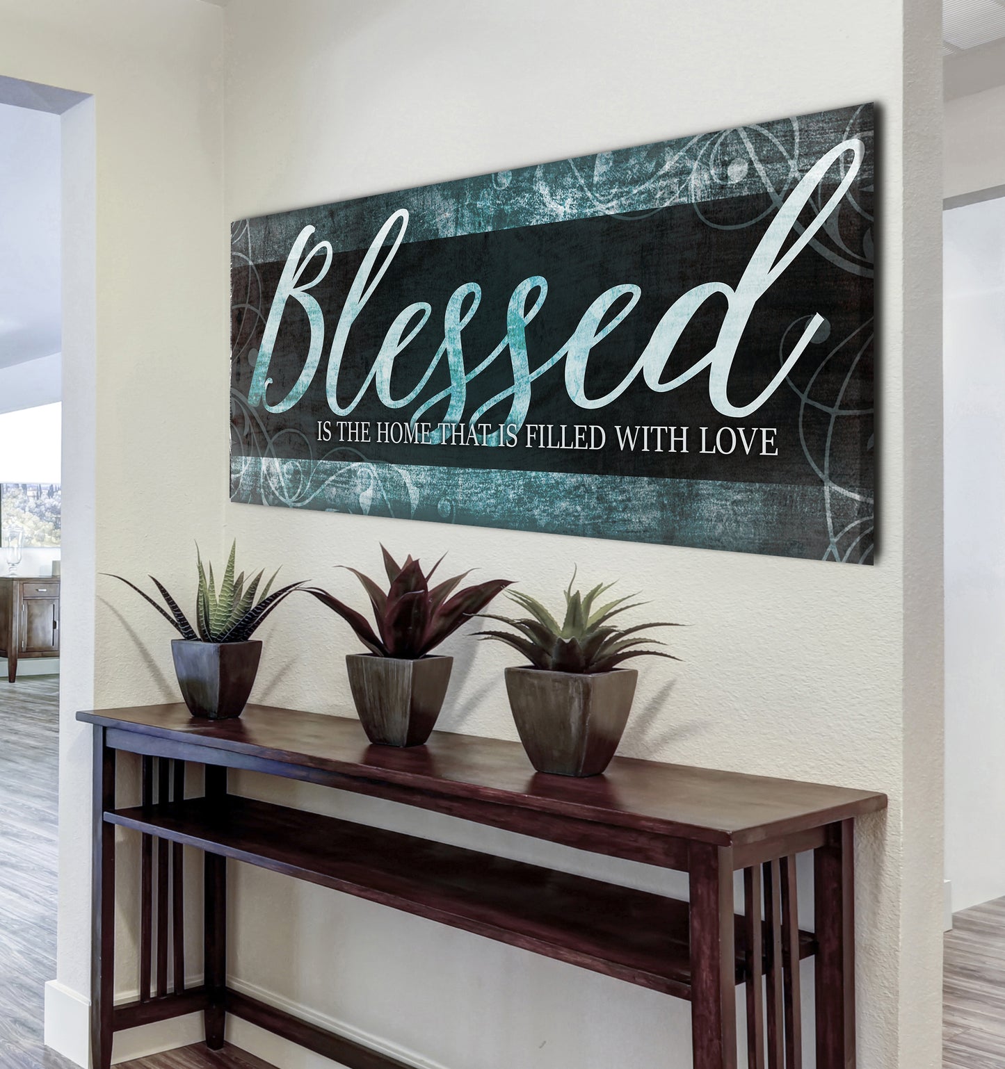 Christian Wall Art: Blessed Is The Home (Wood Frame Ready To Hang)