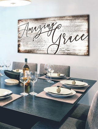 Christian Wall Art: Amazing Grace (Wood Frame Ready To Hang) - Sense for Decor