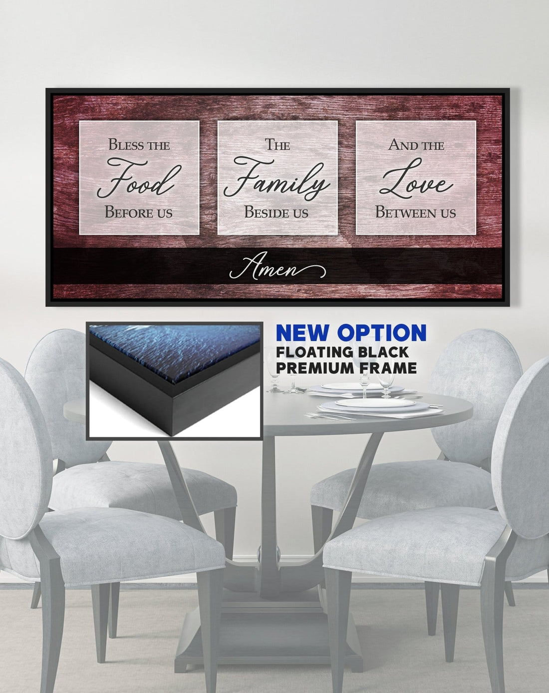Christian Wall Art: Bless The Food V2 (Wood Frame Ready To Hang) - Sense for Decor