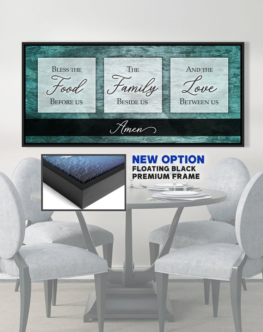 Christian Wall Art: Bless The Food V2 (Wood Frame Ready To Hang) - Sense for Decor