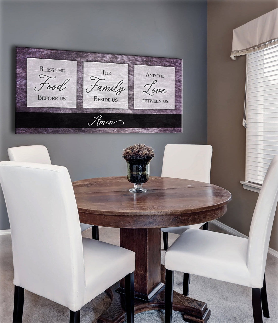 Christian Wall Art: Bless The Food V2 (Wood Frame Ready To Hang) - Sense for Decor