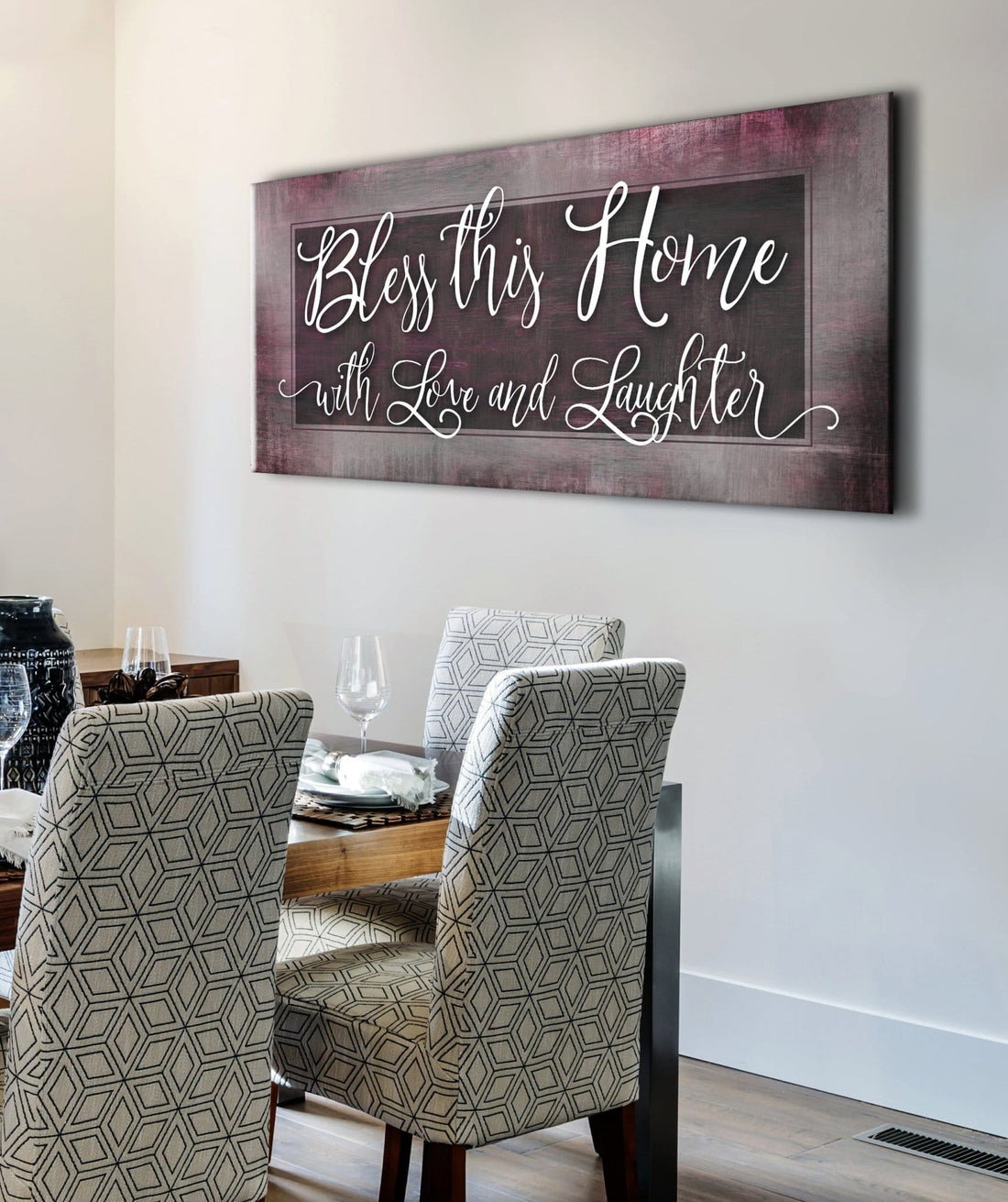 Christian Wall Art: Bless This Home With Love (Wood Frame Ready To Hang) - Sense for Decor