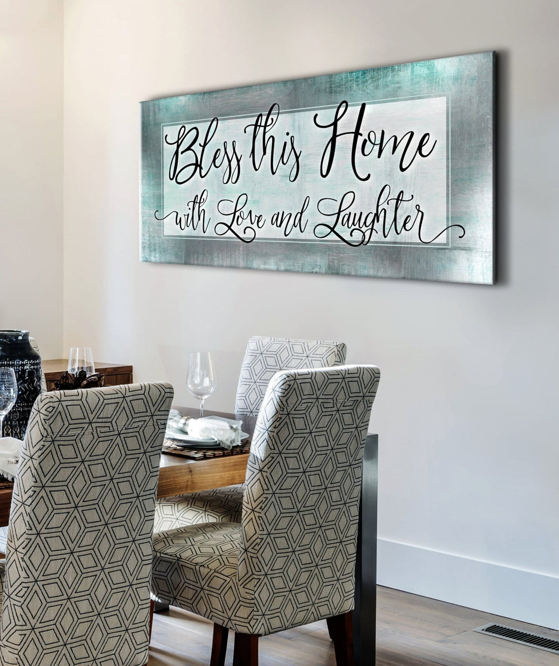 Christian Wall Art: Bless This Home With Love (Wood Frame Ready To Hang) - Sense for Decor