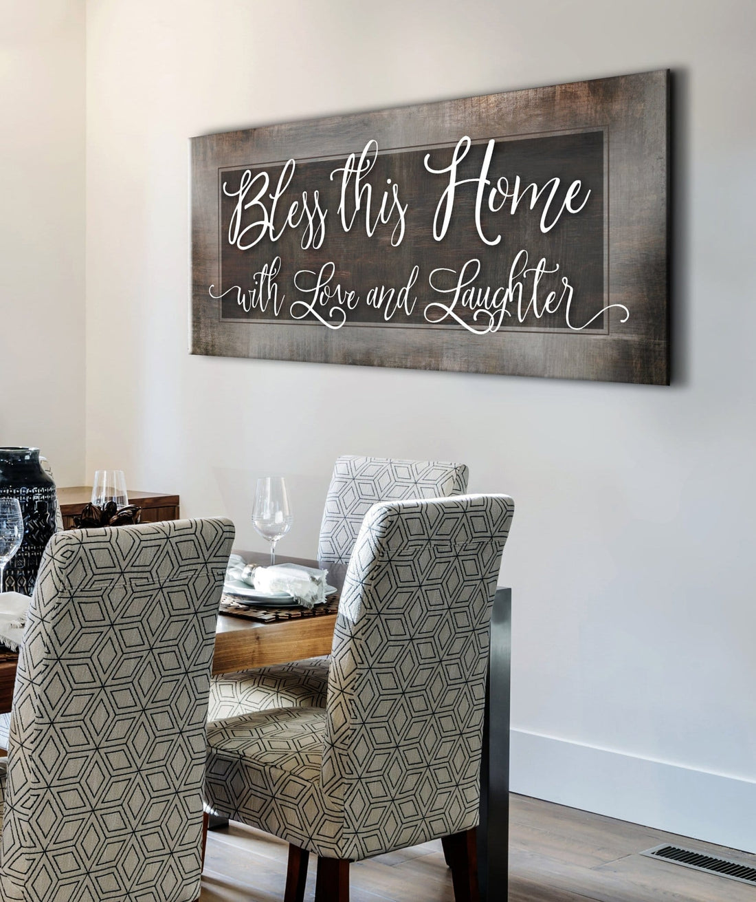 Christian Wall Art: Bless This Home With Love (Wood Frame Ready To Hang) - Sense for Decor