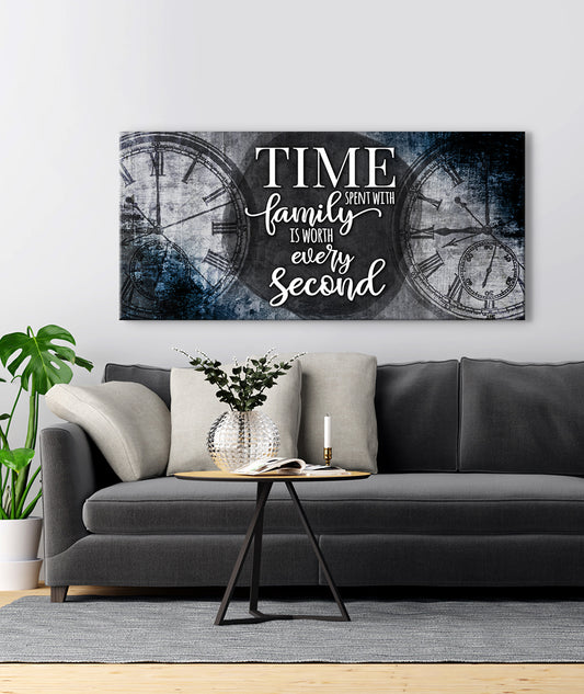 Family Wall Art: Time Spent With Family V2 (Wood Frame Ready To Hang)