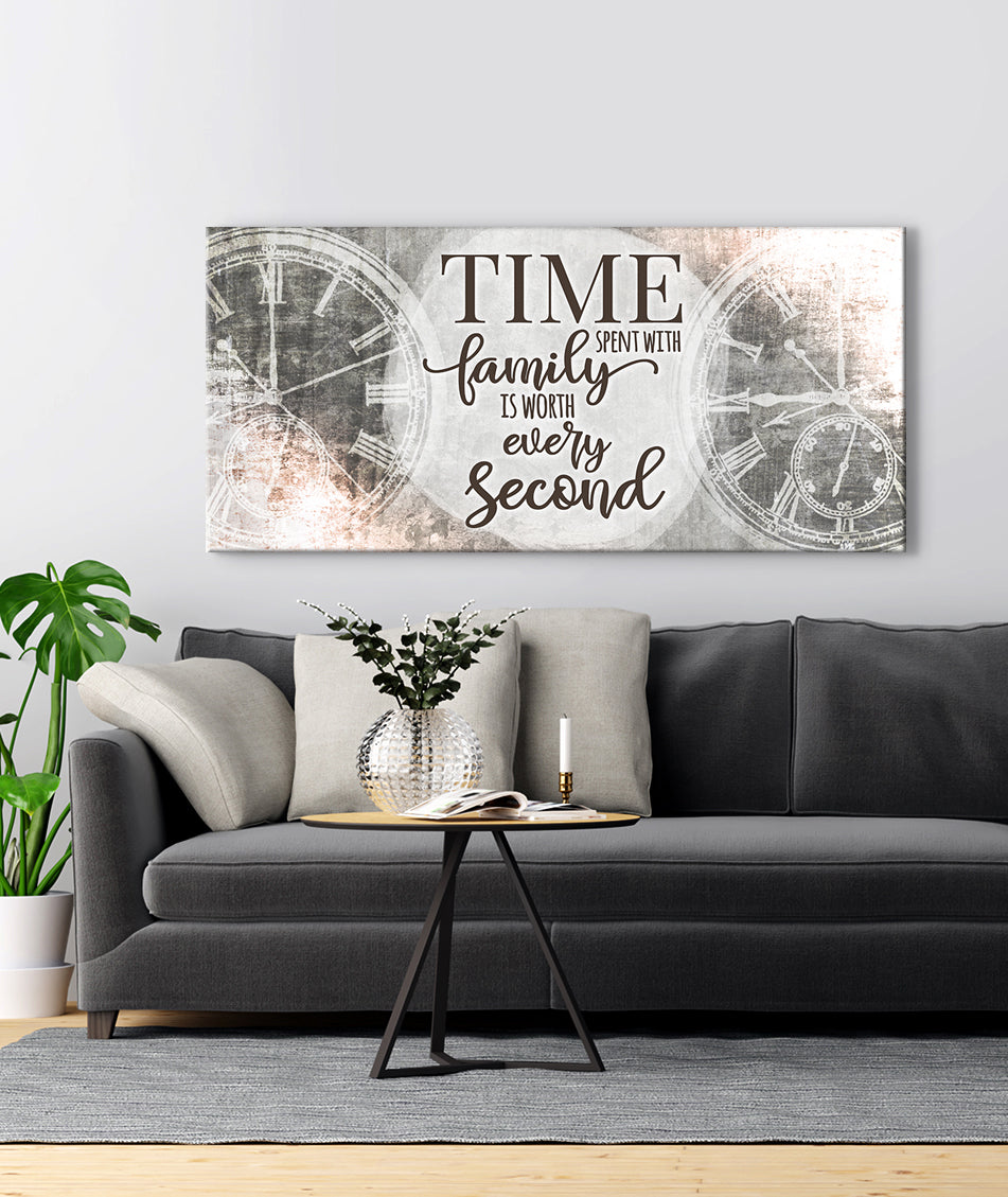 Family Wall Art: Time Spent With Family V2 (Wood Frame Ready To Hang)