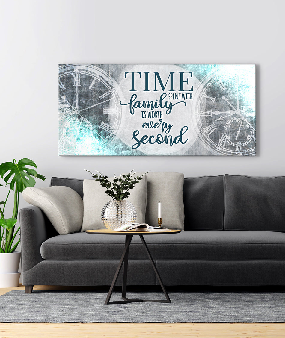 Family Wall Art: Time Spent With Family V2 (Wood Frame Ready To Hang)