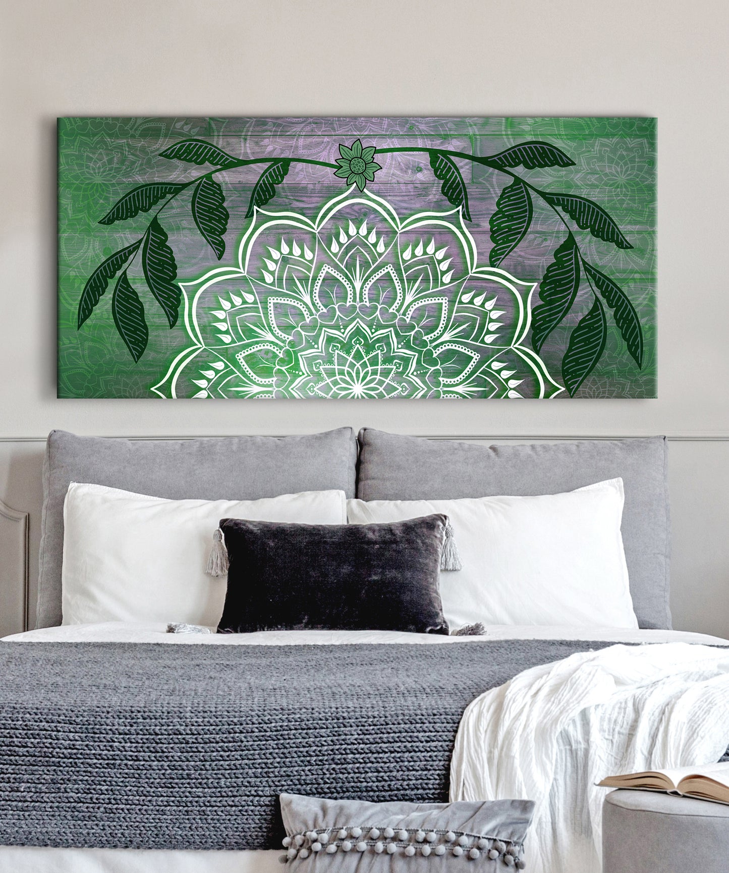 Home Wall Art: Boho Mandala Art V2 (Wood Frame Ready To Hang)