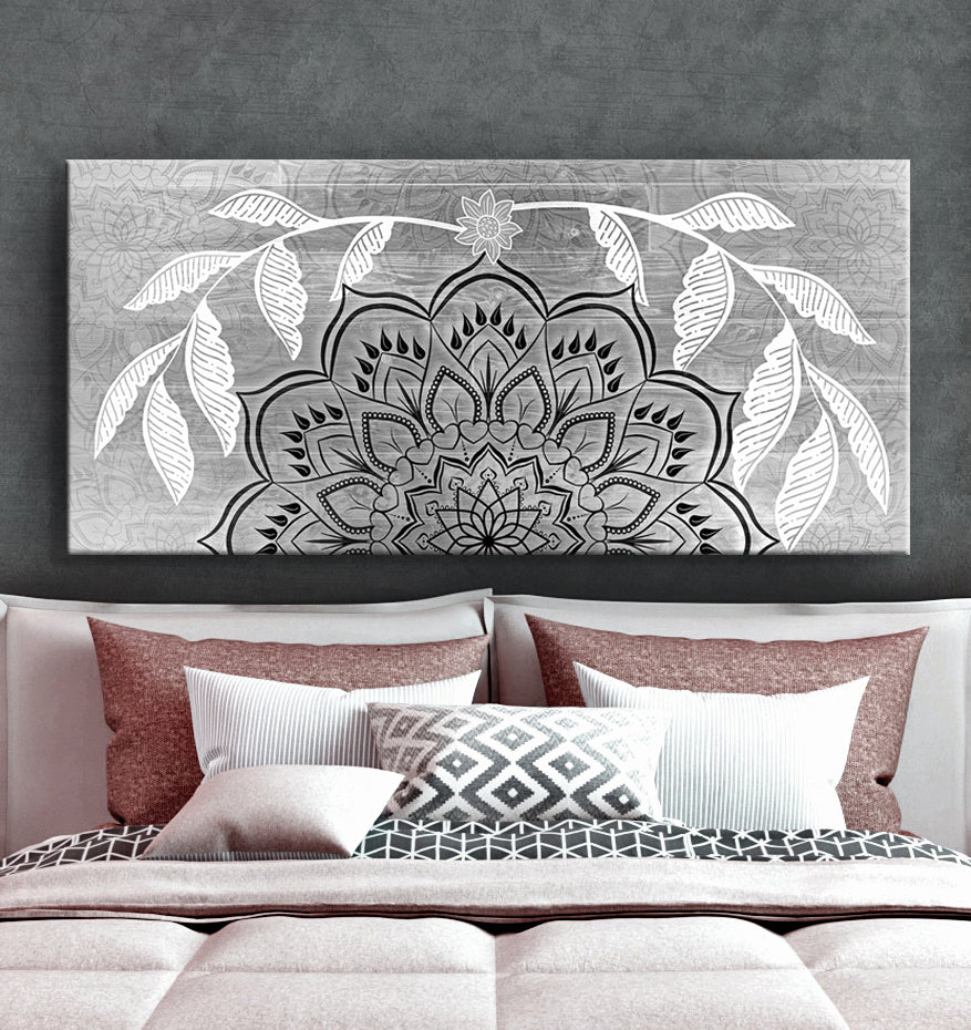 Home Wall Art: Boho Mandala Art V2 (Wood Frame Ready To Hang)