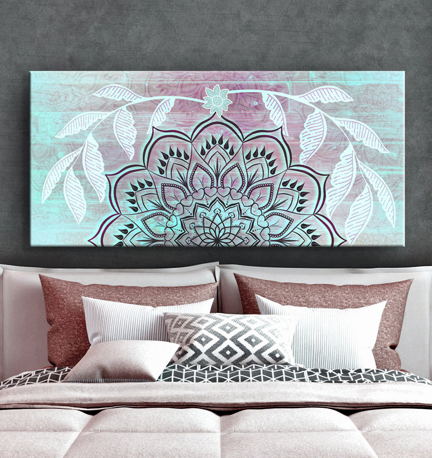 Home Wall Art: Boho Mandala Art V2 (Wood Frame Ready To Hang)