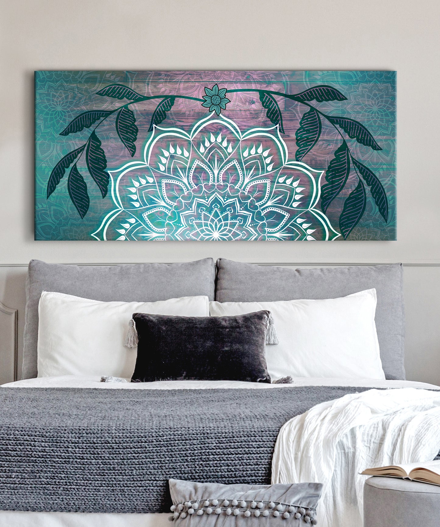 Home Wall Art: Boho Mandala Art V2 (Wood Frame Ready To Hang)