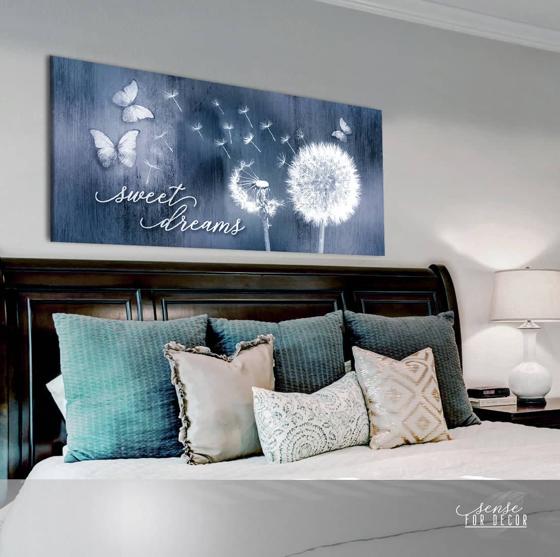 Bedroom Wall Art: Sweet Dreams Dandelion (Wood Frame Ready To Hang)