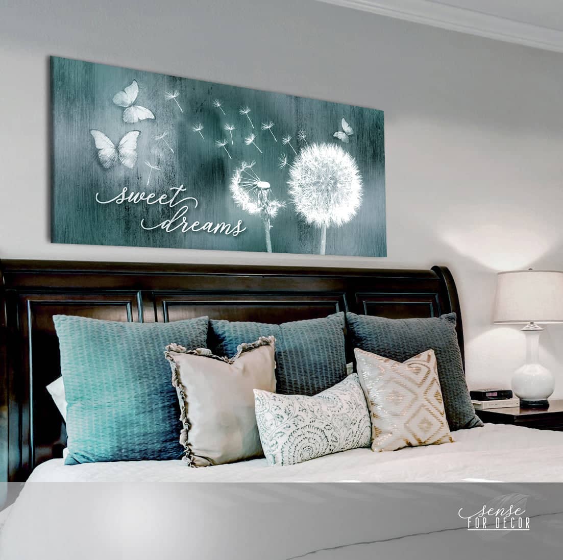 Bedroom Wall Art: Sweet Dreams Dandelion (Wood Frame Ready To Hang)