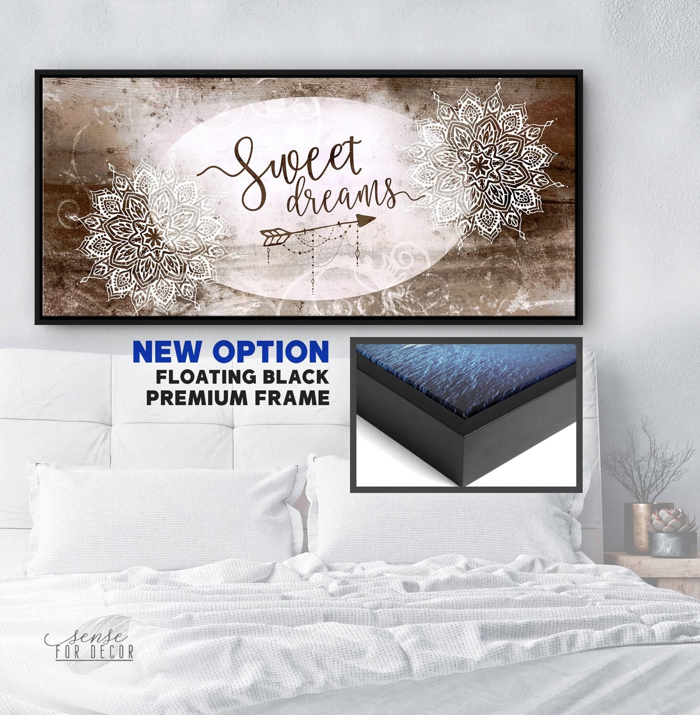 Bedroom Wall Art: Sweet Dreams V9 (Wood Frame Ready To Hang)