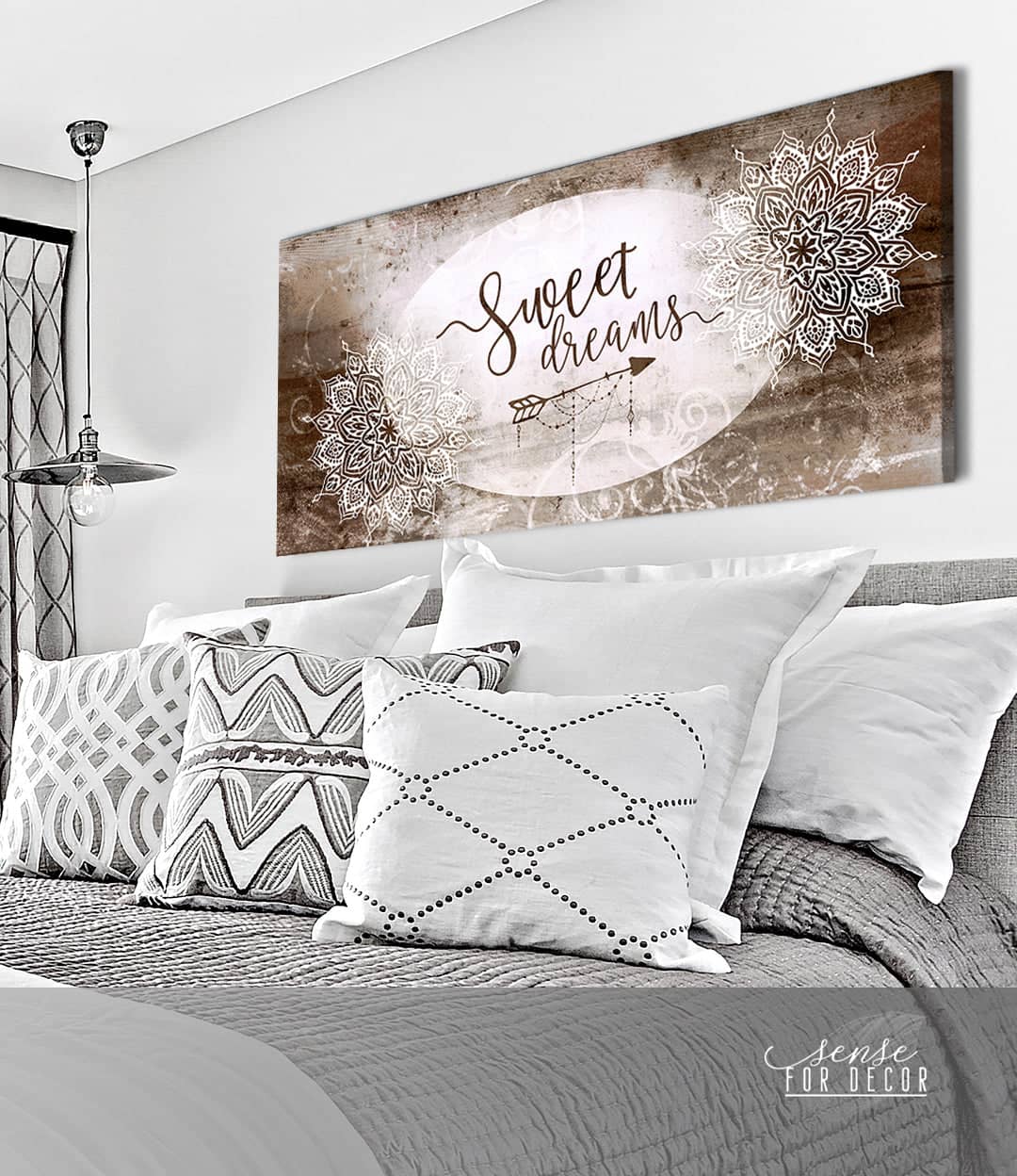 Bedroom Wall Art: Sweet Dreams V9 (Wood Frame Ready To Hang)