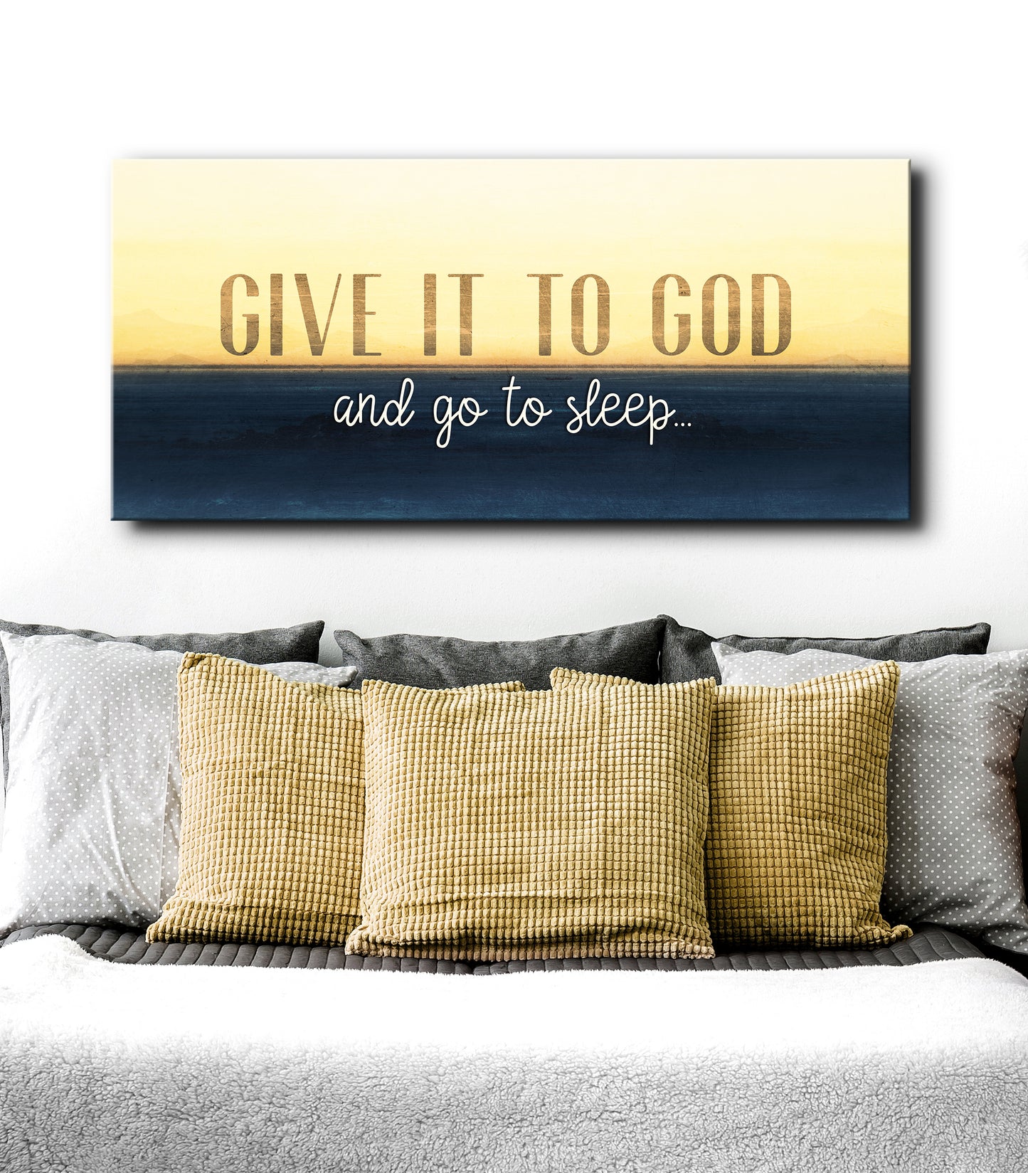 Christian Wall Art: Give It To God And Go To Sleep (Wood Frame Ready To Hang)