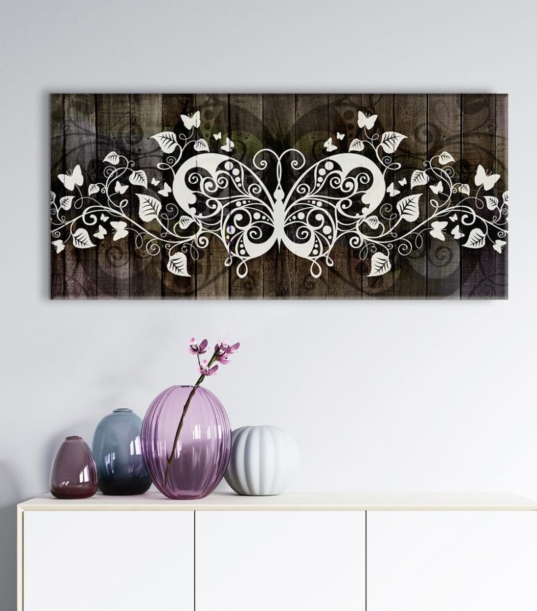 Home Wall Art: Boho Butterfly Mandala V2 (Wood Frame Ready To Hang) - Sense for Decor