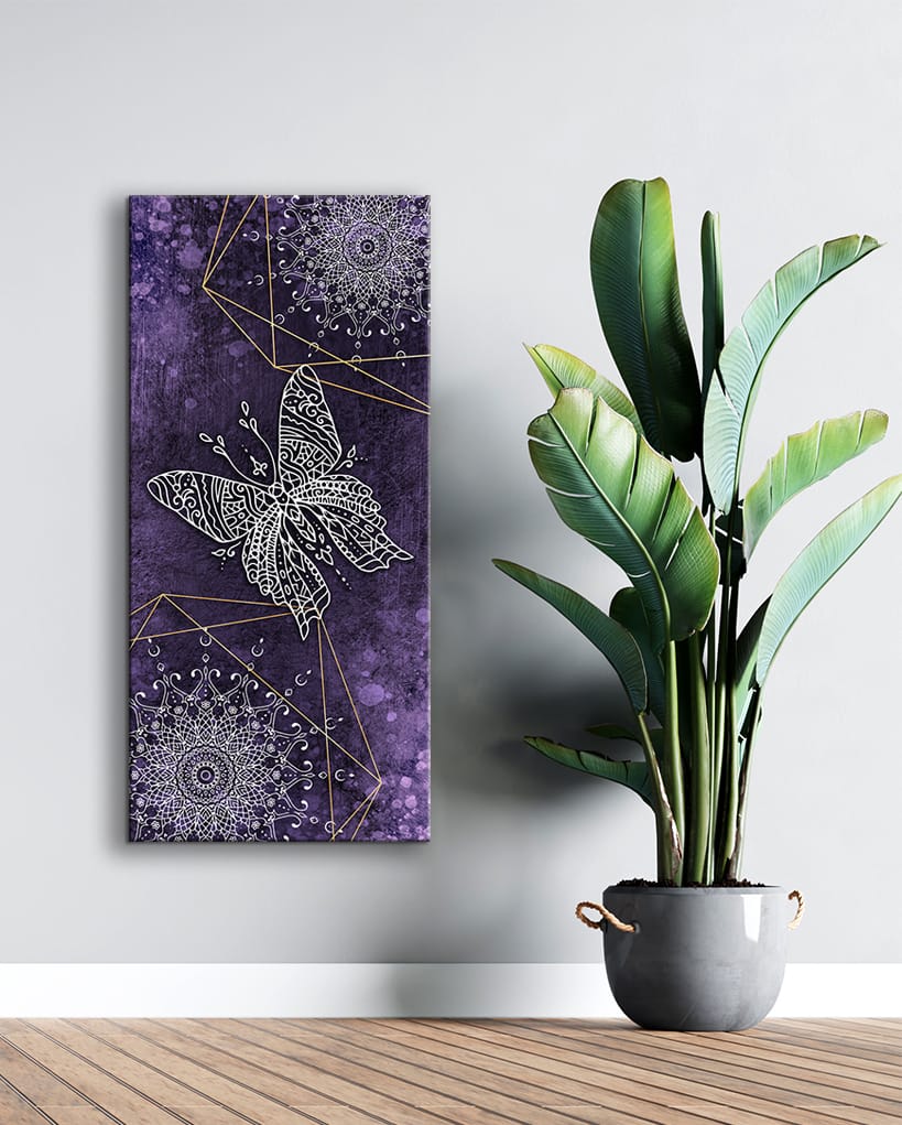 Home Wall Art: Boho Butterfly Mandala V3 (Wood Frame Ready To Hang) - Sense for Decor