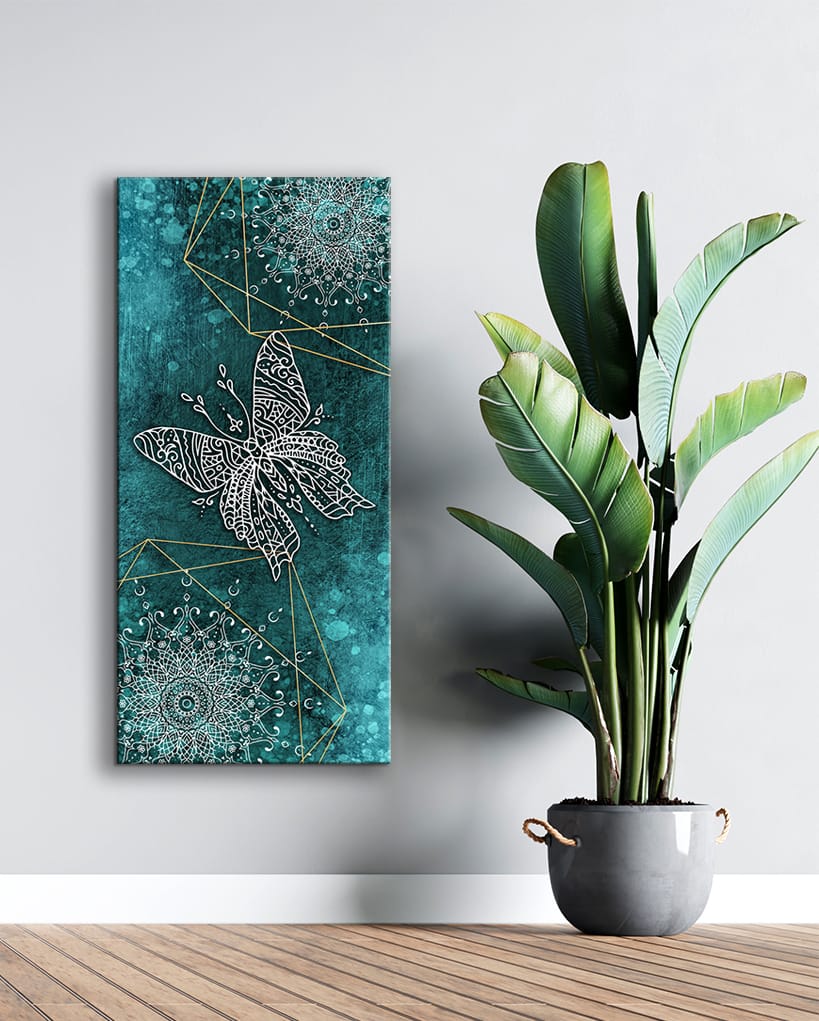 Home Wall Art: Boho Butterfly Mandala V3 (Wood Frame Ready To Hang) - Sense for Decor