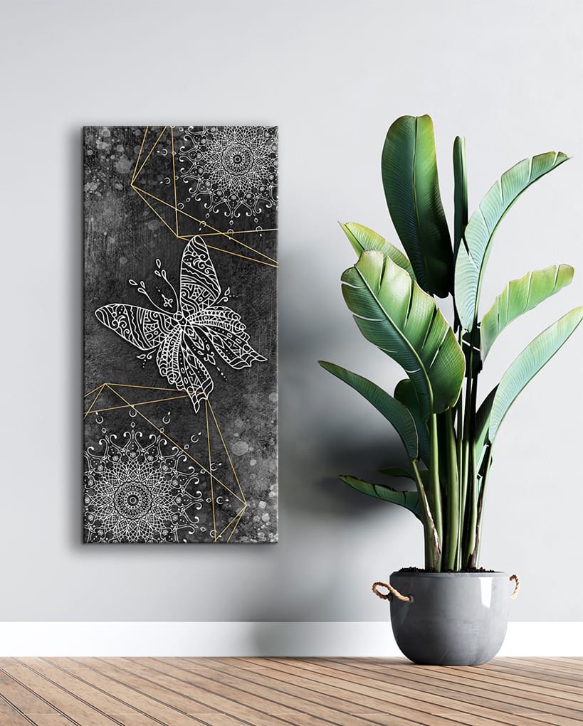 Home Wall Art: Boho Butterfly Mandala V3 (Wood Frame Ready To Hang) - Sense for Decor