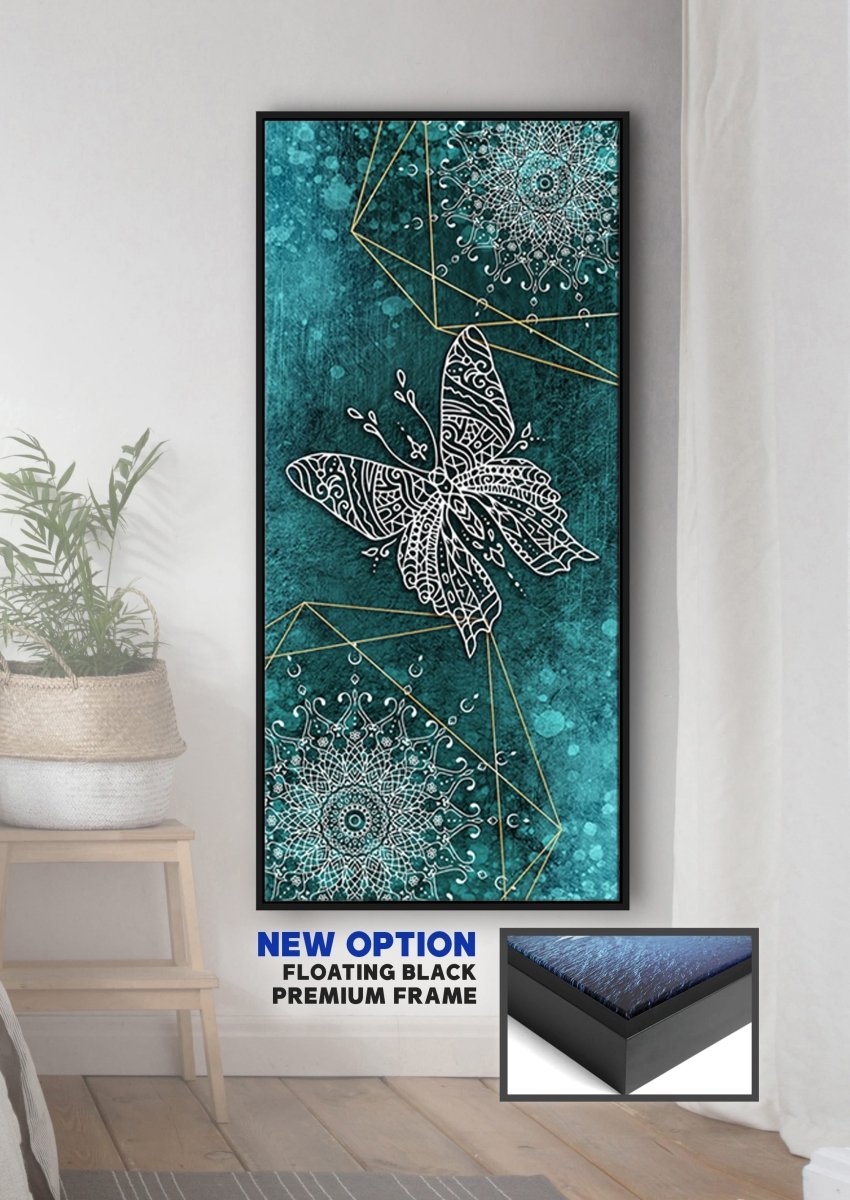 Home Wall Art: Boho Butterfly Mandala V3 (Wood Frame Ready To Hang) - Sense for Decor