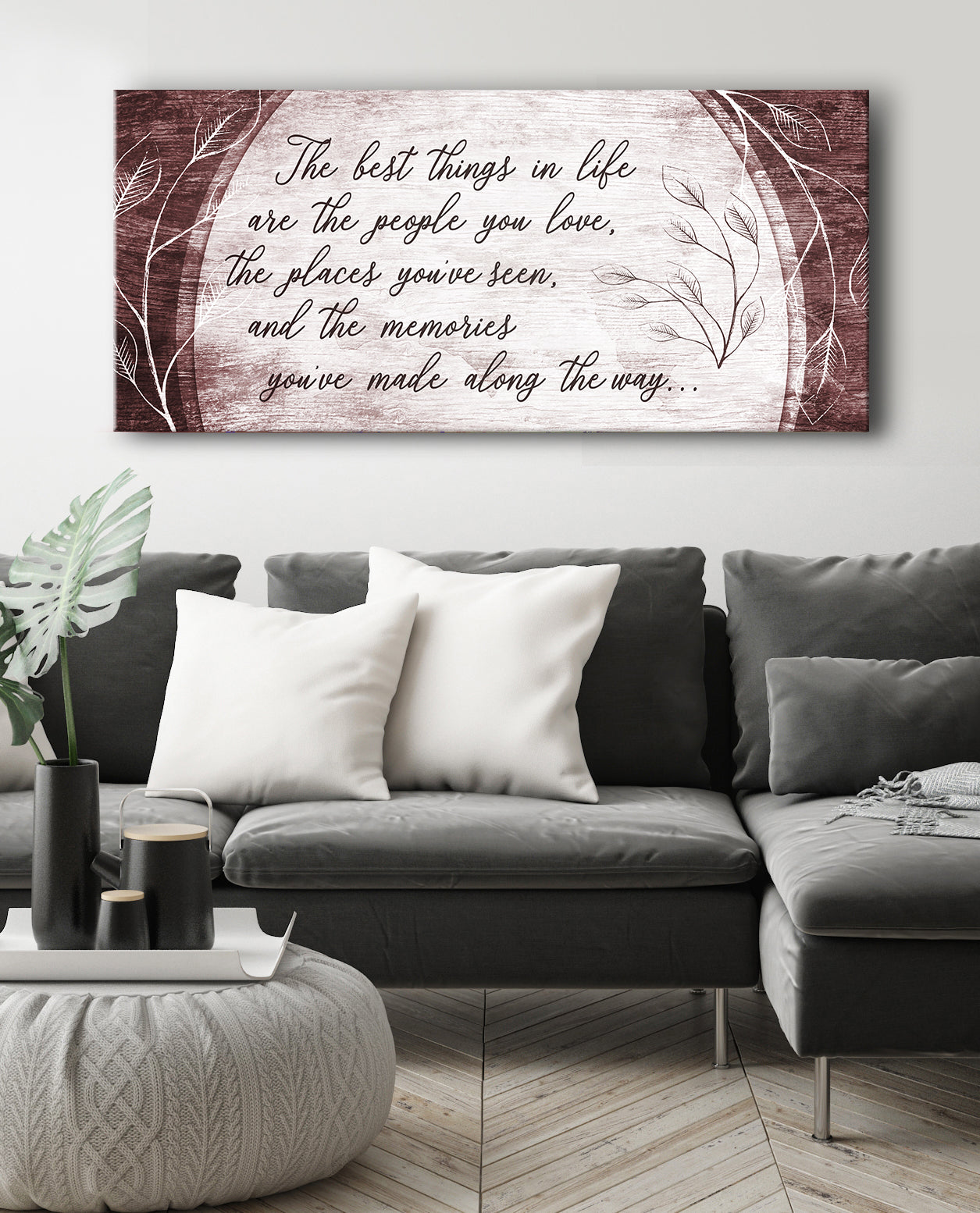 Home Wall Art: The best things in life are the people you love (Wood Frame Ready To Hang)