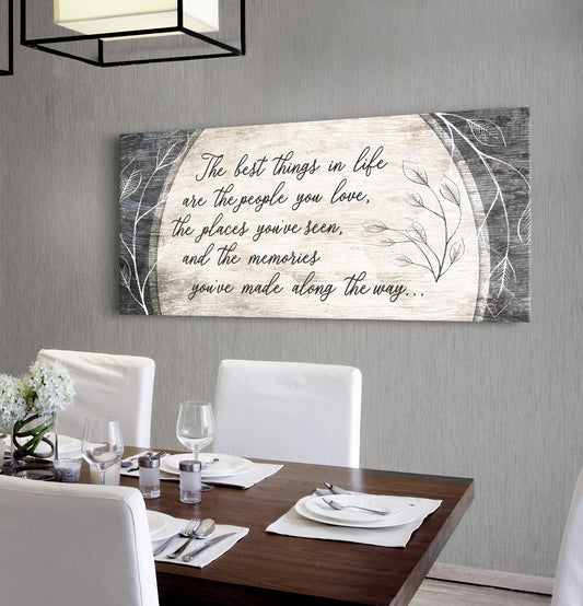 Home Wall Art: The best things in life are the people you love (Wood Frame Ready To Hang)