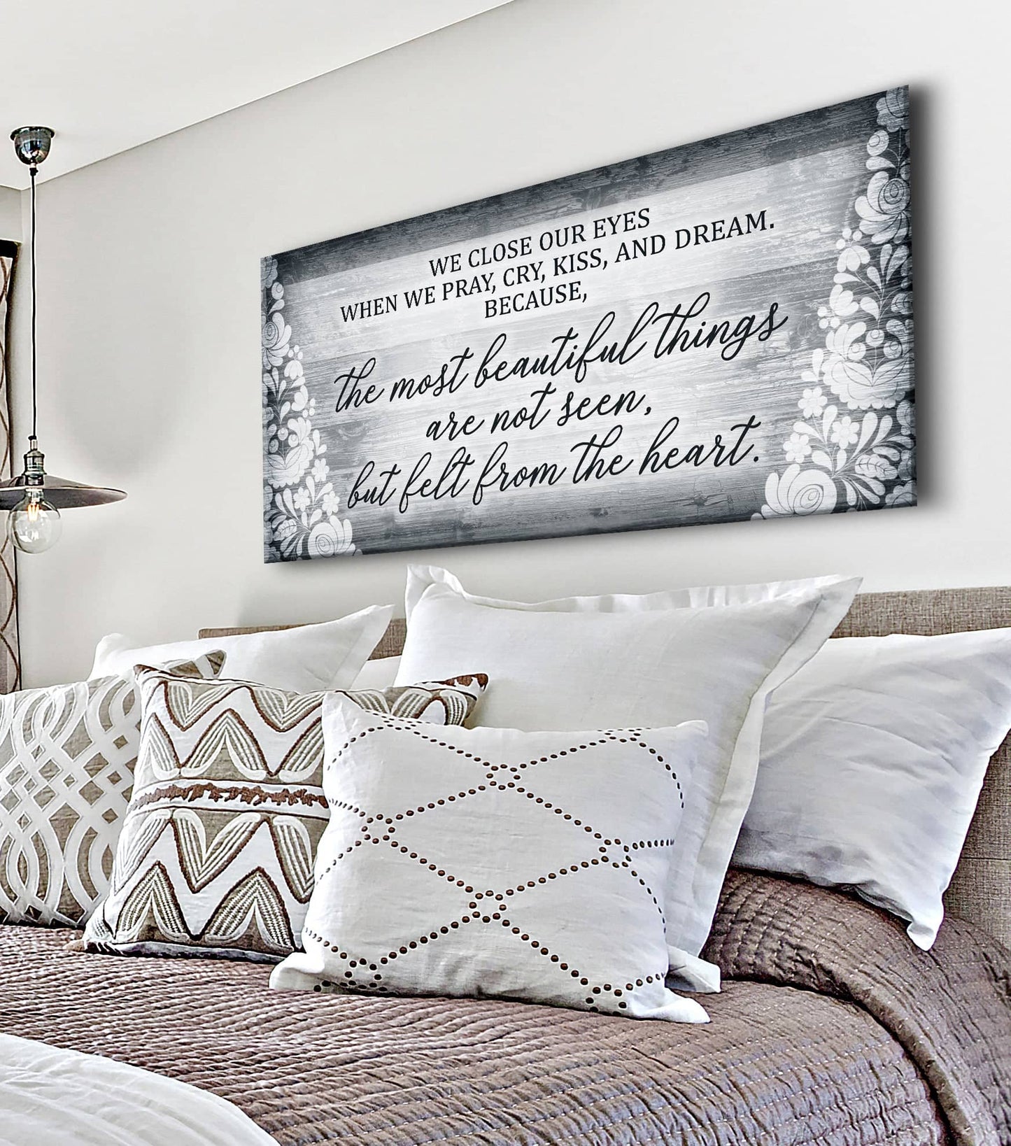Bedroom Wall Art: We Close Our Eyes (Wood Frame Ready To Hang)