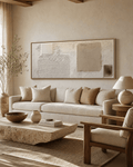 Minimalist Plaster Abstract Wall Art – Cream and Stone Relief Canvas