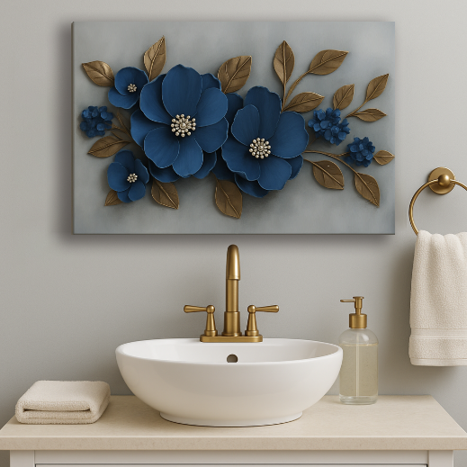 Blue Flowers OF lOVE  12W x 8H Inches