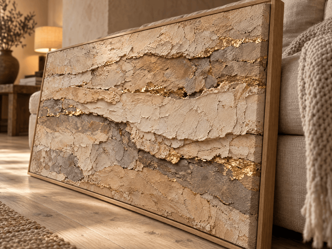 Close up of the torn sandstone layers and gold running along the breaks