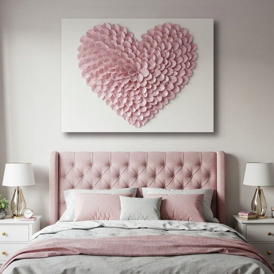 Blush Heart Bloom Wall Art – Romantic Pink Petal Canvas