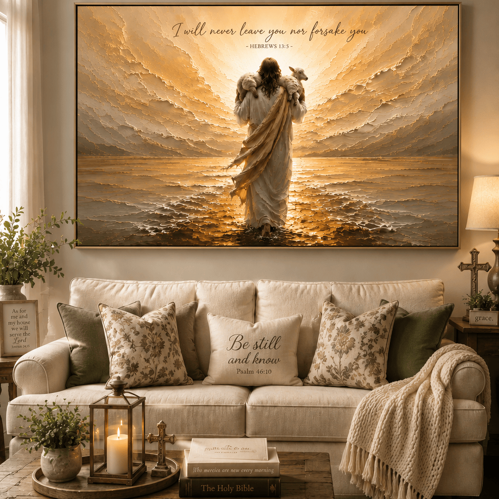 Faith Wall Art – I Will Never Leave You Nor Forsake You | Hebrews 13:5 Christian Wall Art