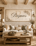 Custom Family Name Canvas – Personalized Monogram Wall Art with Names and Est. Date