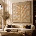 Hand Painted Wabi-Sabi Canvas Wall Art, Cream and Gold Leaf Large Square – Gilded Reed