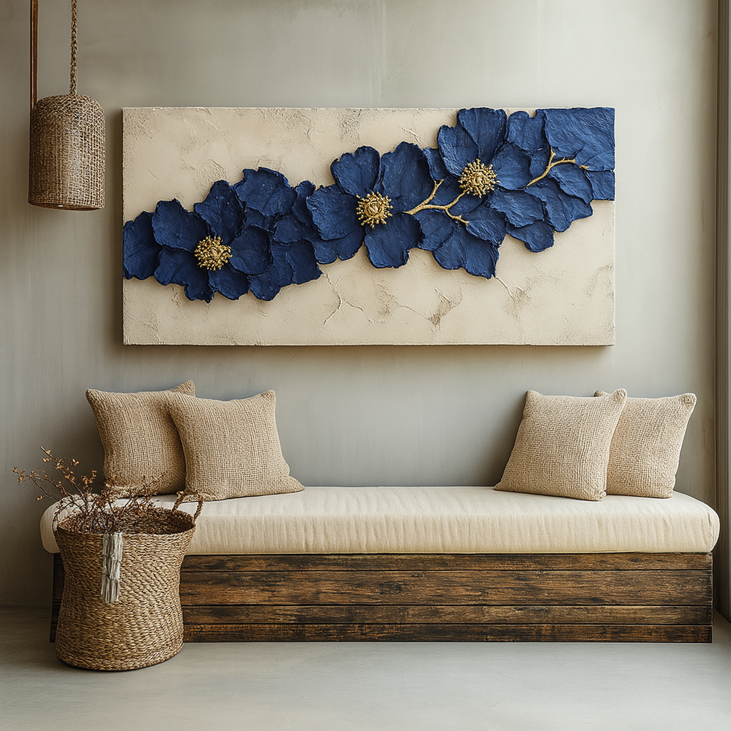 Modern Floral Wall Art – Oversized Blossom Canvas for Home and Bedroom Decor