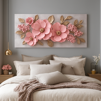 Modern Blossom Wall Art – Oversized Flower Canvas for Bedroom and Living Room Decor