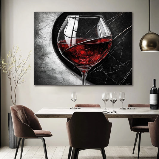 Crimson Pour – Modern Wine Glass Canvas Wall Art