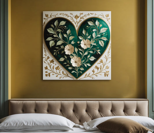 Emerald Heart Botanical Canvas Wall Art
