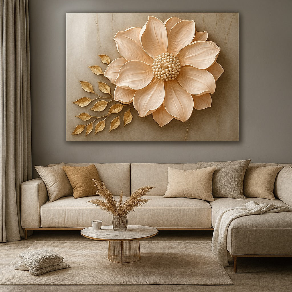 Elegant Flower Wall Art – Oversized Floral Canvas for Living Room and Home Decor