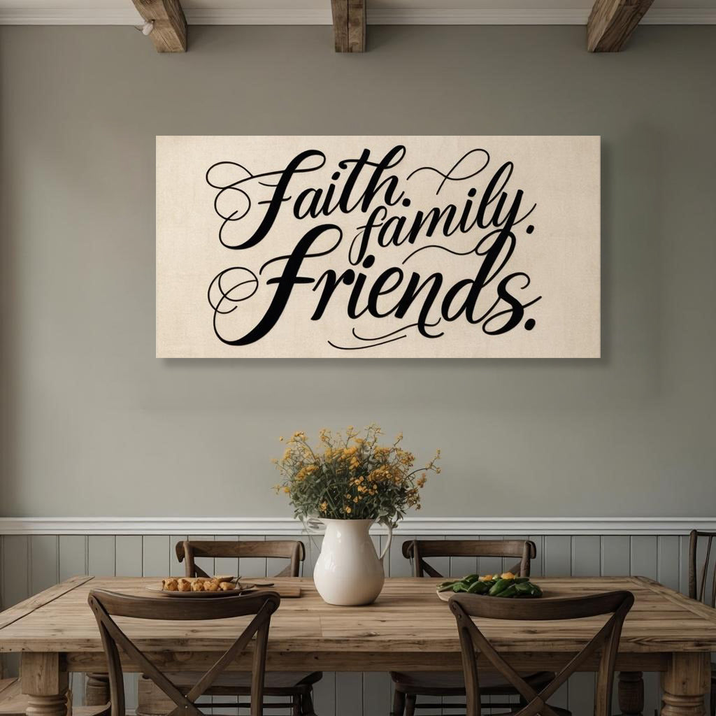 Faith, Family, Friends – Elegant Wall Art for Meaningful Living Spaces