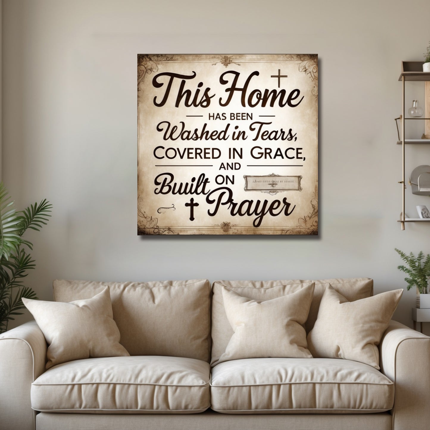 Faithful Foundation – Rustic Christian Wall Art for Prayer-Filled Homes