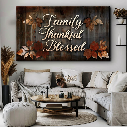 Family wall art: Family Thankful Blessed V2