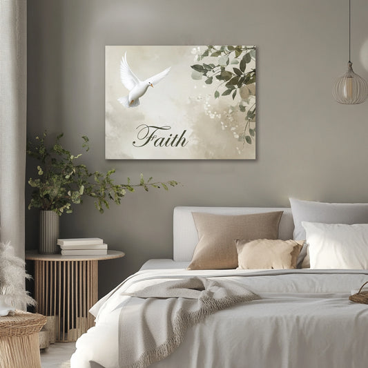 Floral Dove of Faith – Tranquil Canvas Wall Art