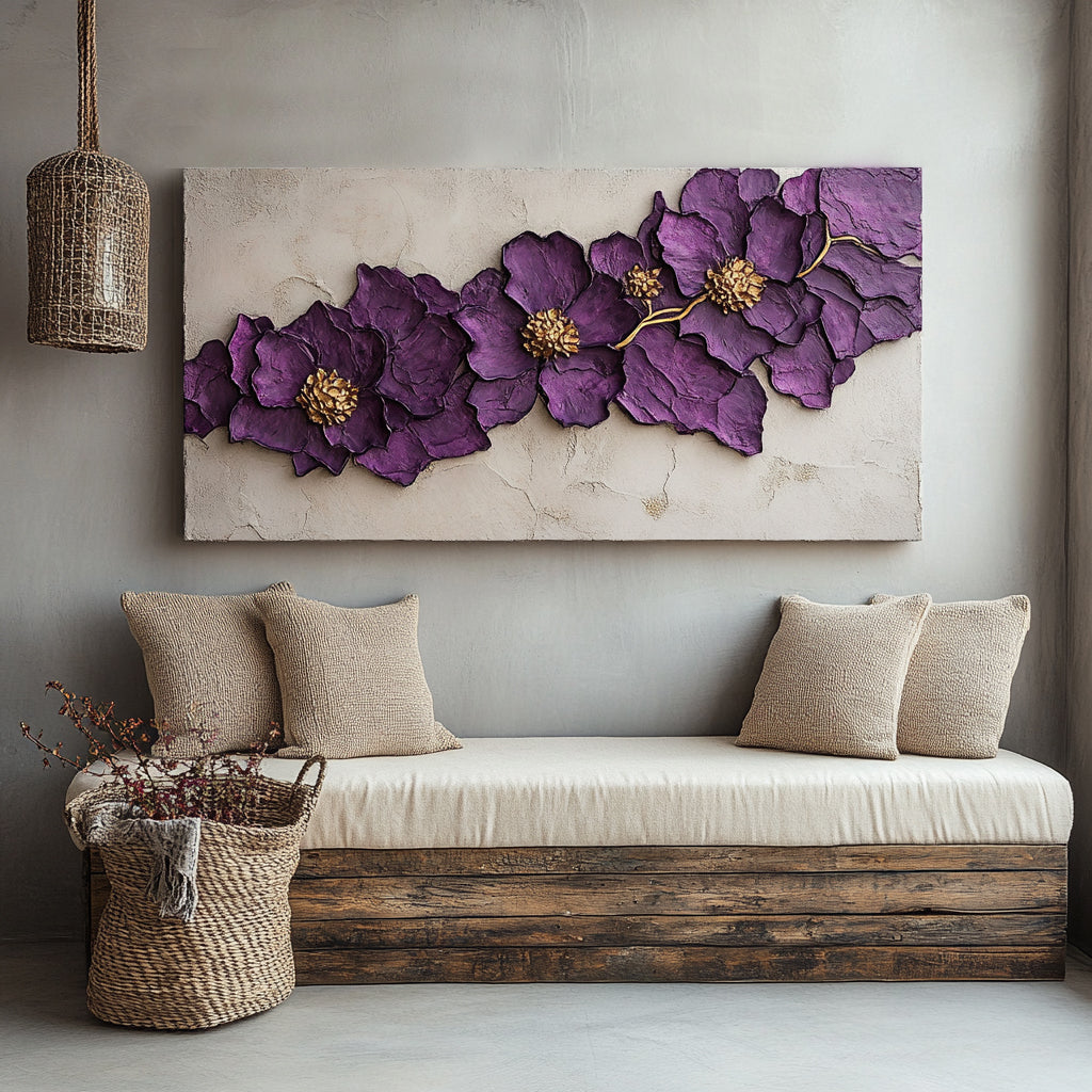 Modern Floral Wall Art – Oversized Blossom Canvas for Home and Bedroom Decor