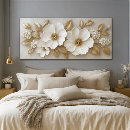 Modern Blossom Wall Art – Oversized Flower Canvas for Bedroom and Living Room Decor