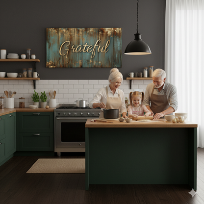 Grateful Wall Art – Inspirational Quote Canvas for Home and Living Room Decor