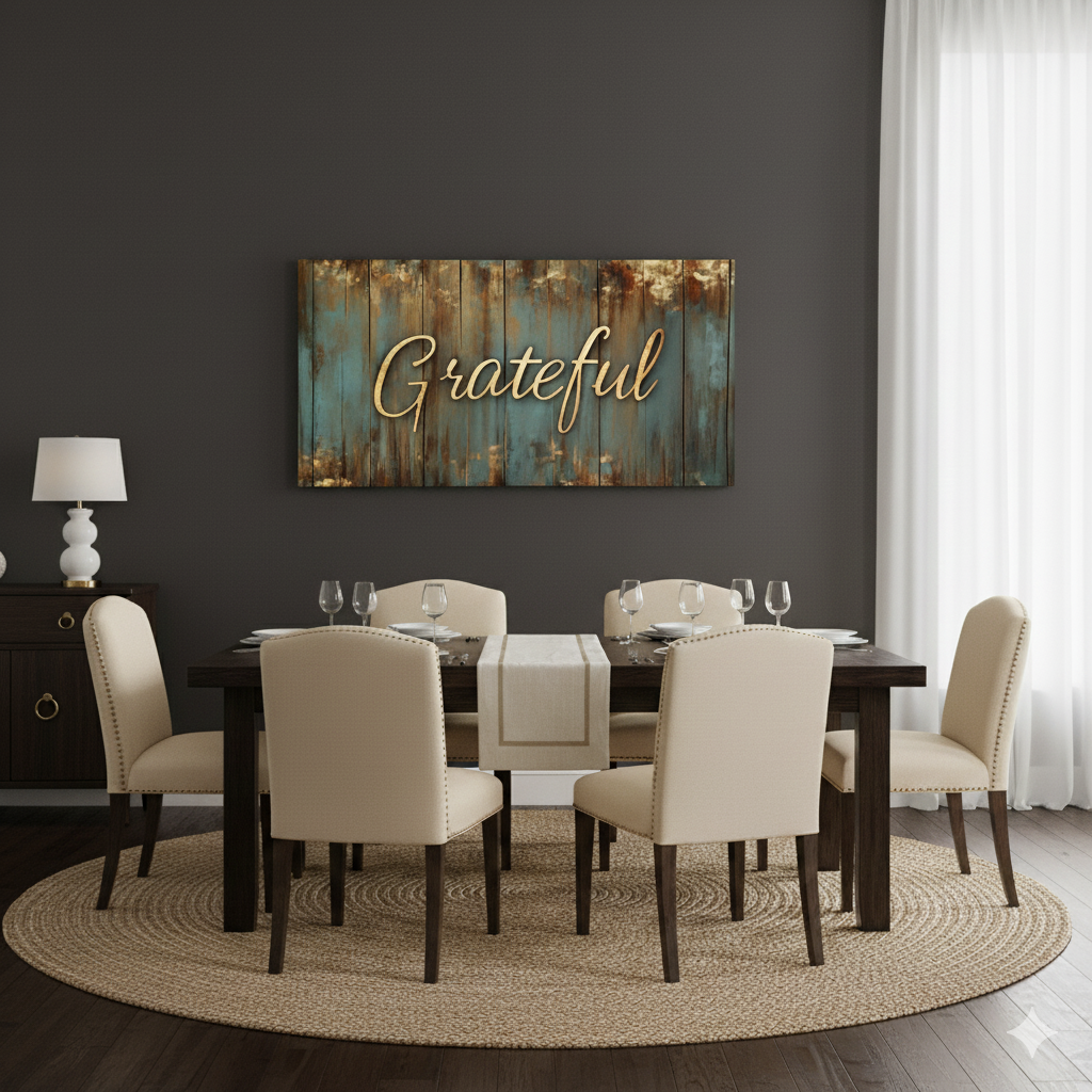 Grateful Wall Art – Inspirational Quote Canvas for Home and Living Room Decor